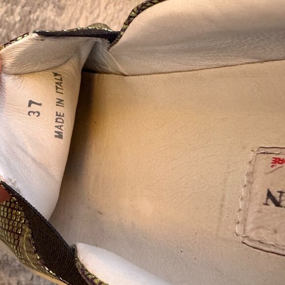 Lanvin Metallic Green-Gold Slip On Runners - Picture 9 of 9